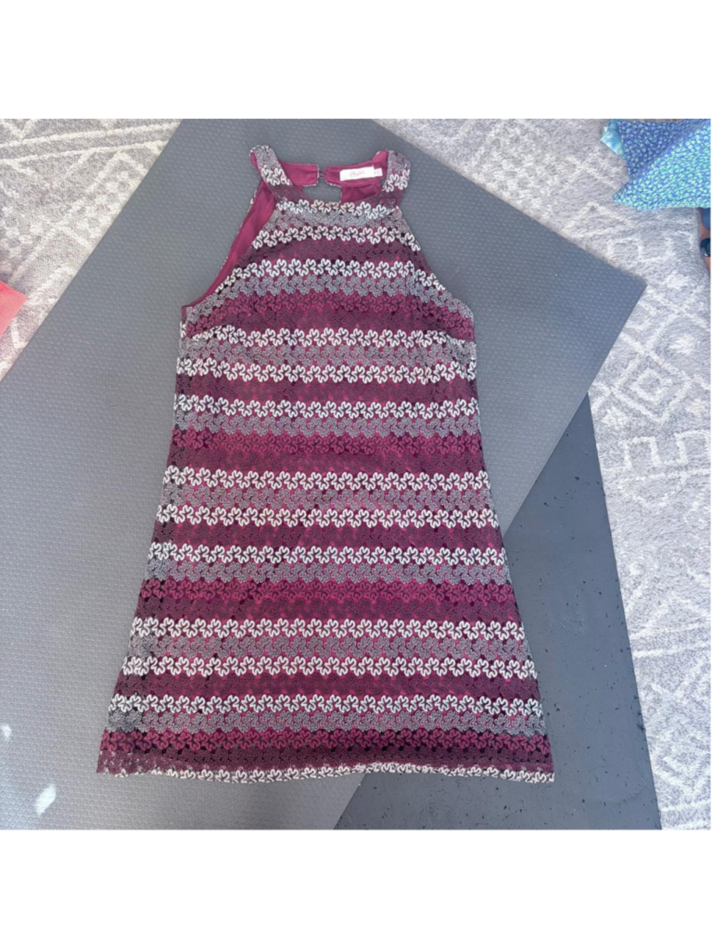 Candie's Burgundy Lace Halter Dress (Medium)